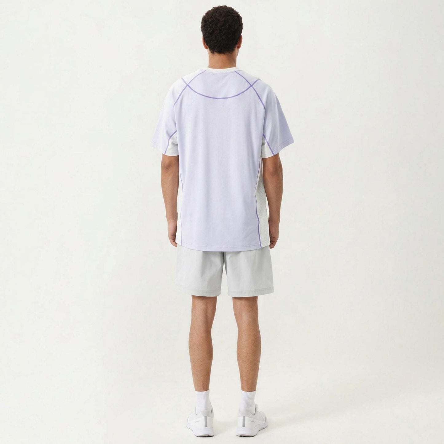 Men's Short Sleeve Athletic T-Shirt with Contrast Panel Design Breathable Performance Top