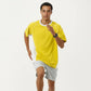 Men's Short Sleeve Athletic T-Shirt with Contrast Panel Design Breathable Performance Top