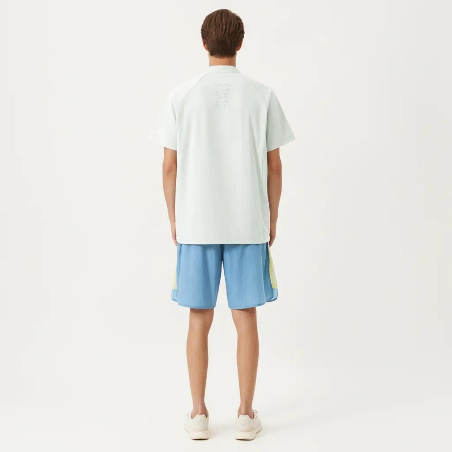 Men's Short Sleeve Athletic T-Shirt with Half Zip Mock Neck Lightweight Breathable Fabric