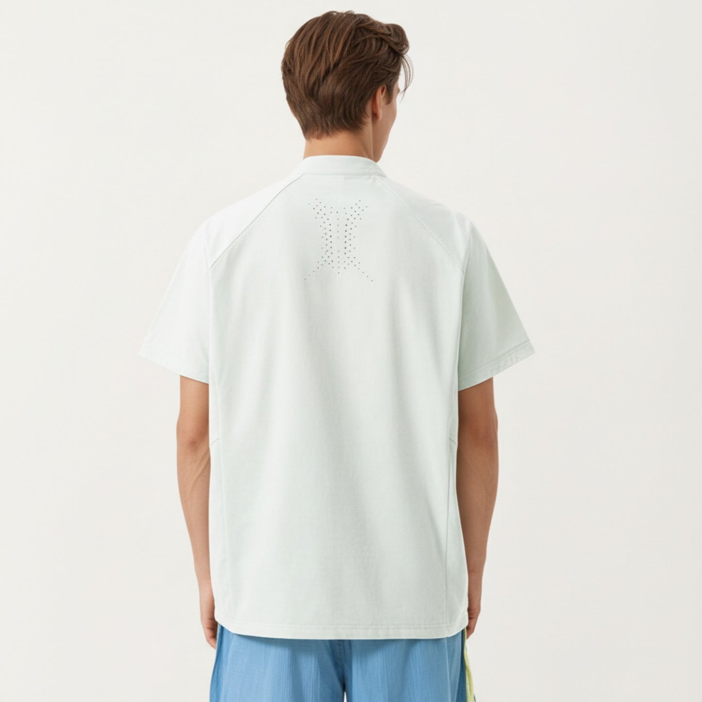 Men's Short Sleeve Athletic T-Shirt with Half Zip Mock Neck Lightweight Breathable Fabric