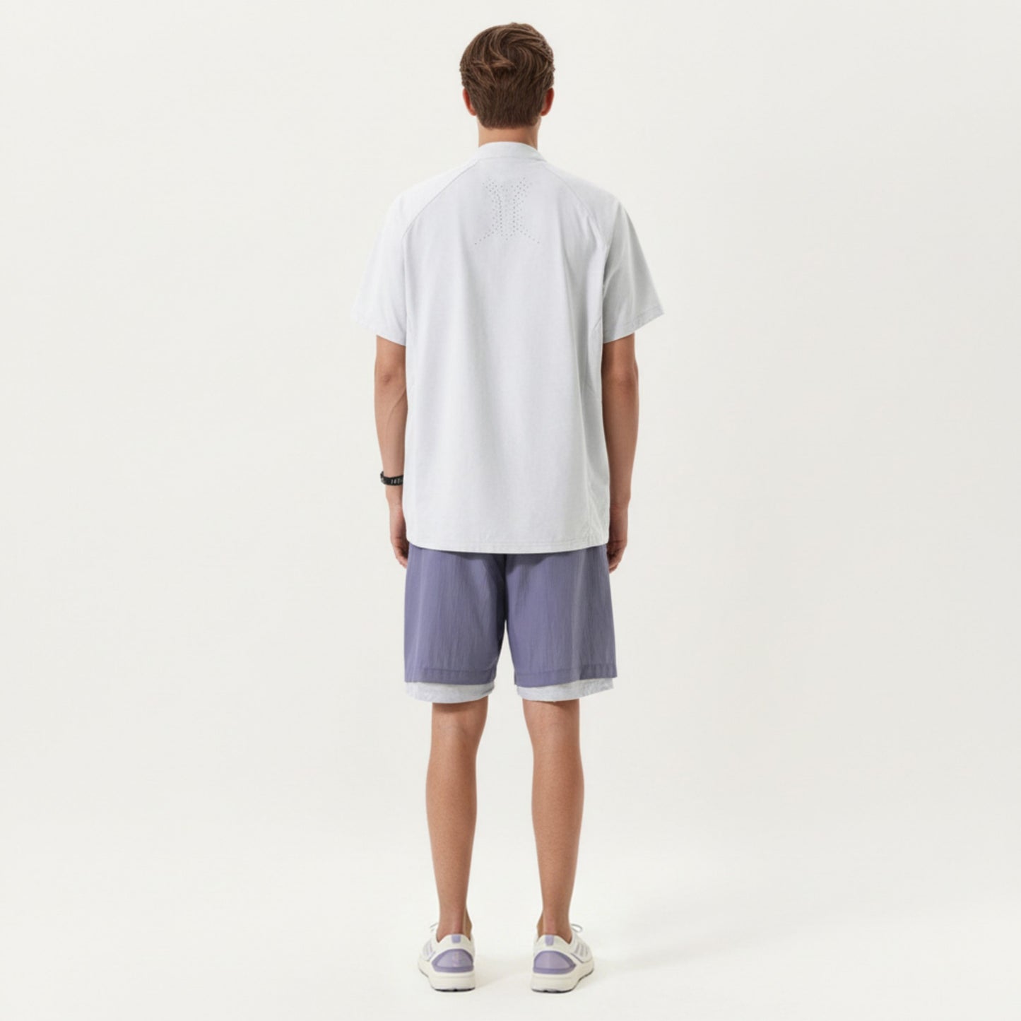 Men's Short Sleeve Athletic T-Shirt with Half Zip Mock Neck Lightweight Breathable Fabric