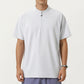Men's Short Sleeve Athletic T-Shirt with Half Zip Mock Neck Lightweight Breathable Fabric