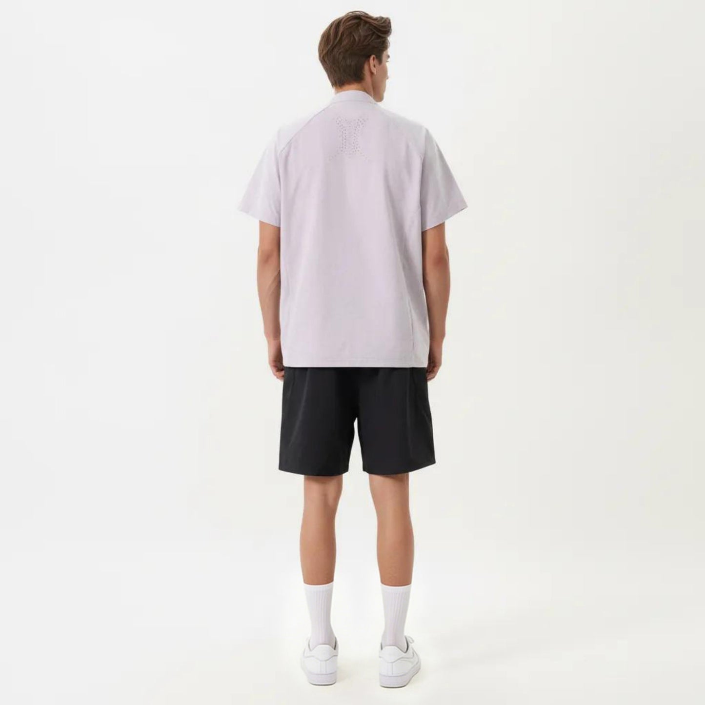 Men's Short Sleeve Athletic T-Shirt with Half Zip Mock Neck Lightweight Breathable Fabric
