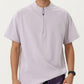 Men's Short Sleeve Athletic T-Shirt with Half Zip Mock Neck Lightweight Breathable Fabric