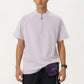 Men's Short Sleeve Athletic T-Shirt with Half Zip Mock Neck Lightweight Breathable Fabric