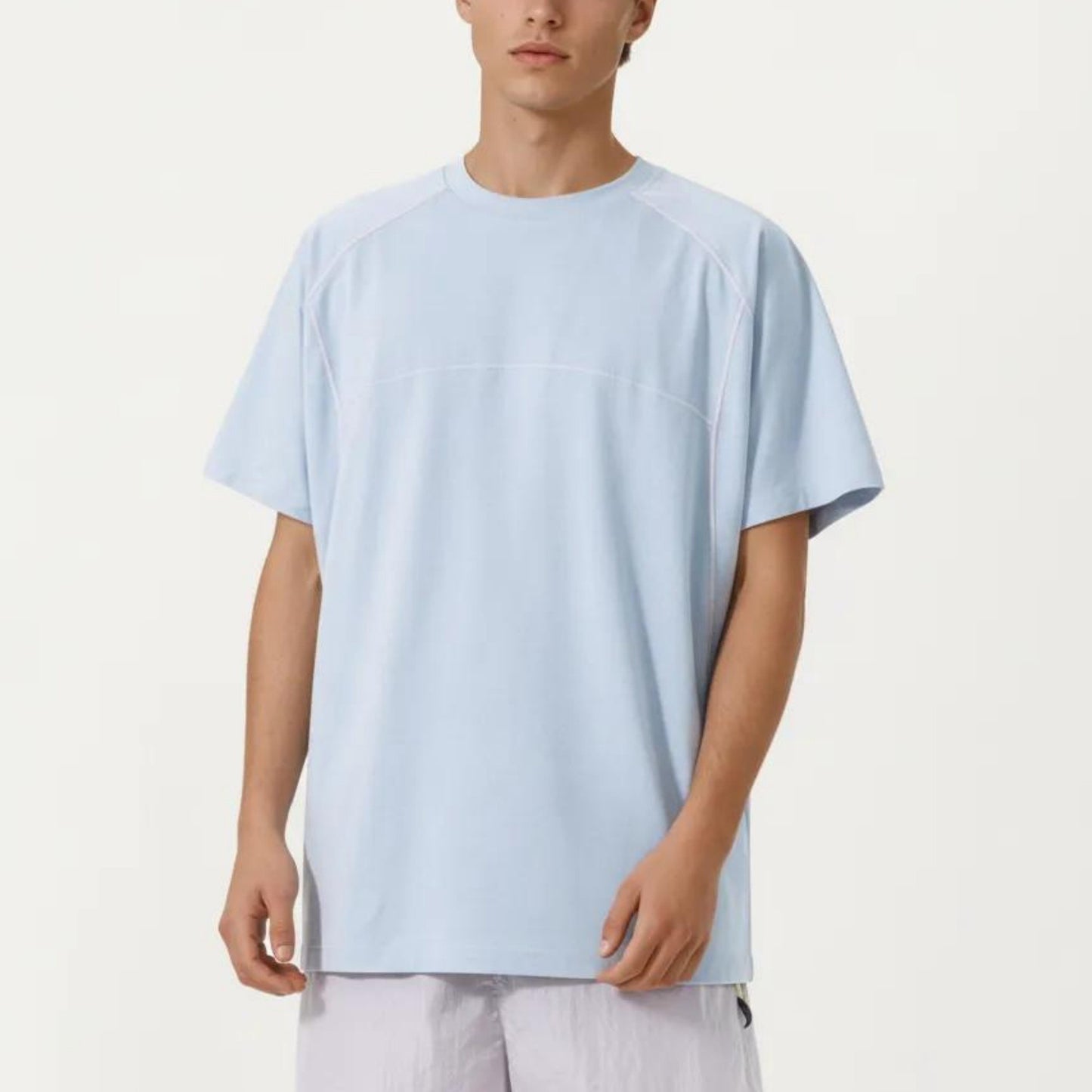 Men's Short Sleeve Athletic T-Shirt with Contrast Seam Detail Breathable Lightweight Fabric