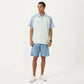 Men's Short Sleeve Athletic Polo Shirt with Zip Collar Colorblock Panel Design and Relaxed Fit Style