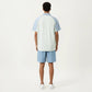 Men's Short Sleeve Athletic Polo Shirt with Zip Collar Colorblock Panel Design and Relaxed Fit Style