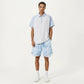 Men's Short Sleeve Athletic Polo Shirt with Zip Collar Colorblock Panel Design and Relaxed Fit Style
