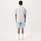 Men's Short Sleeve Athletic Polo Shirt with Zip Collar Colorblock Panel Design and Relaxed Fit Style