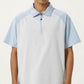Men's Short Sleeve Athletic Polo Shirt with Zip Collar Colorblock Panel Design and Relaxed Fit Style