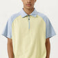 Men's Short Sleeve Athletic Polo Shirt with Zip Collar Colorblock Panel Design and Relaxed Fit Style