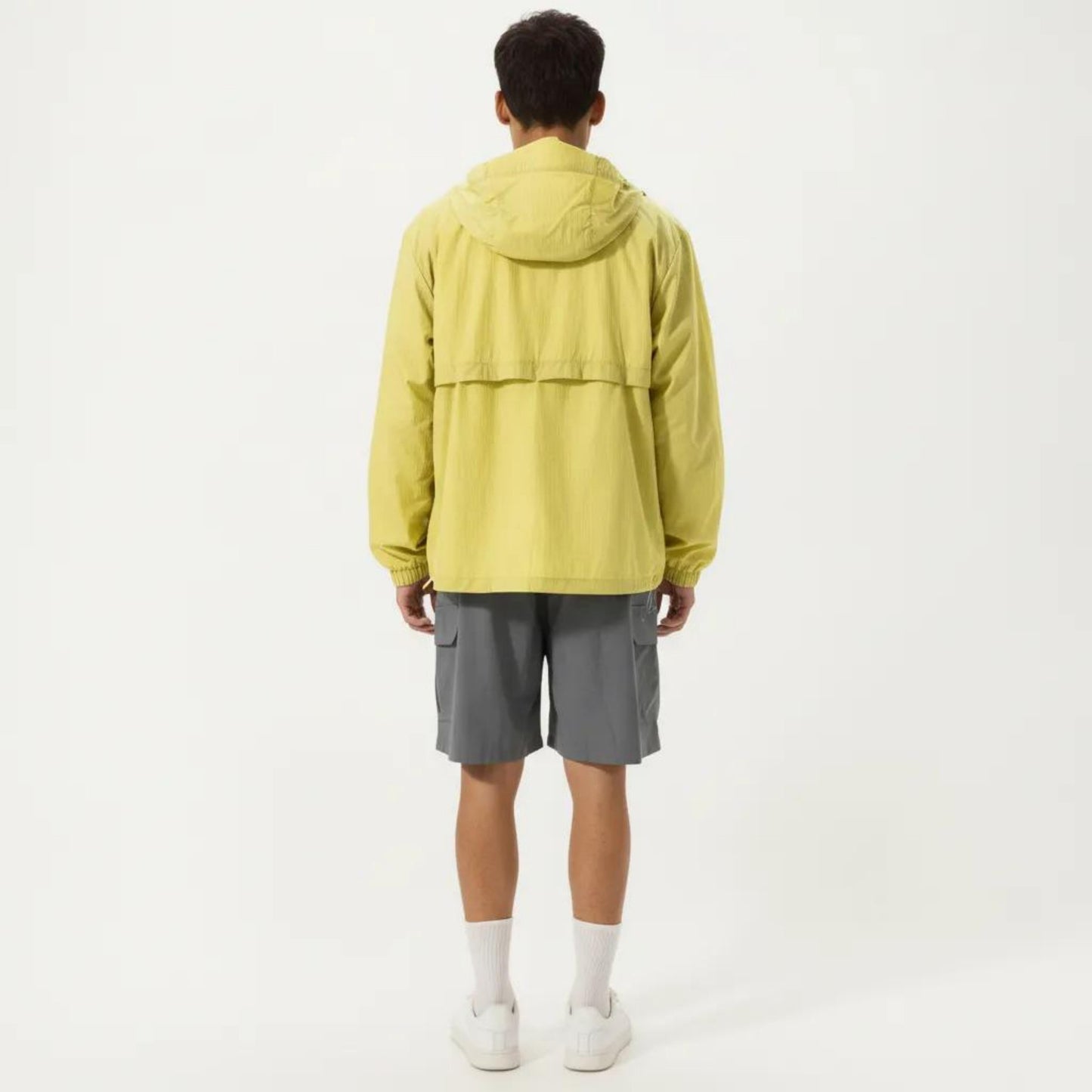 Men's Lightweight Hooded Windbreaker Jacket with Full Zip Closure Elastic Cuffs and Side Pocket