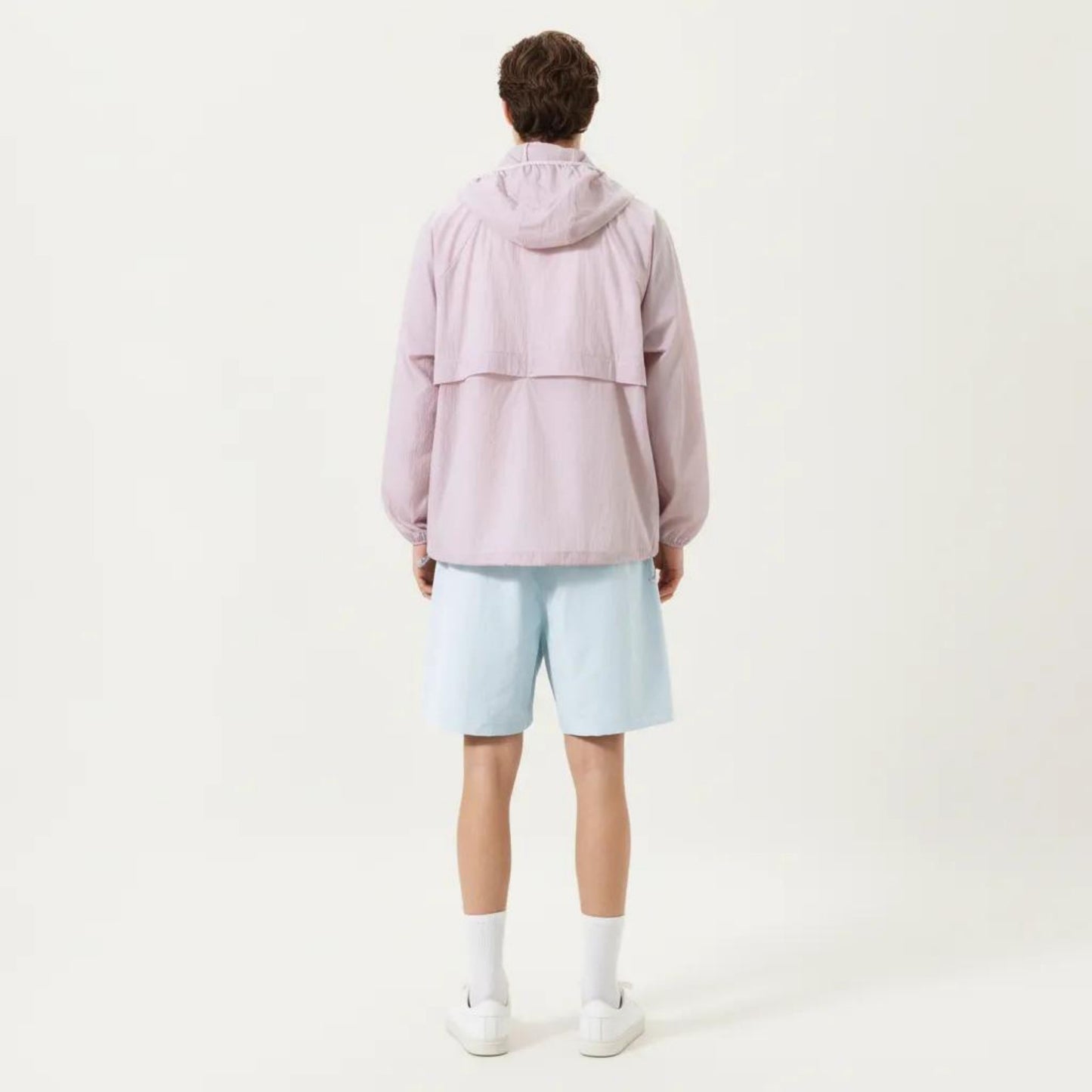Men's Lightweight Windbreaker Jacket with Hood Full Zip Closure Chest Zipper Pocket and Elastic Cuff