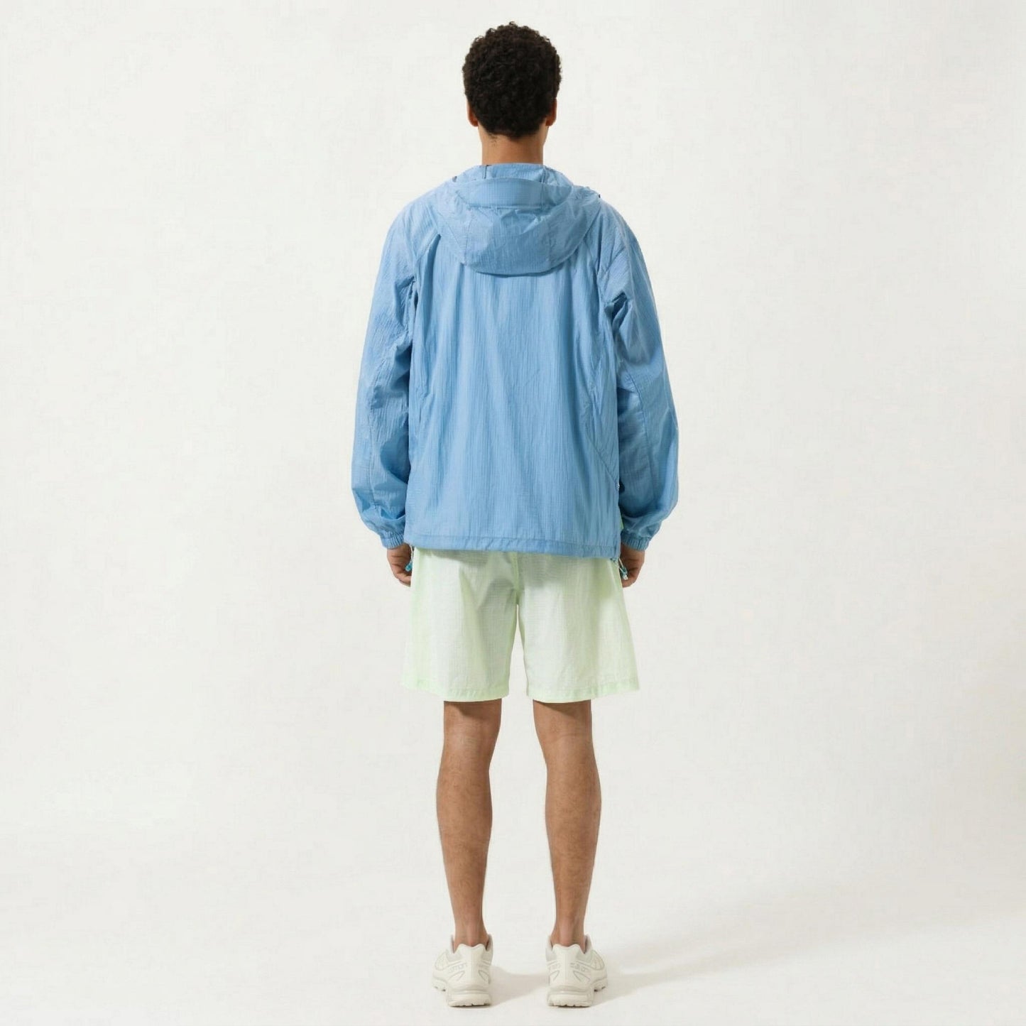 Men's Lightweight Hooded Windbreaker Jacket with Full Zip Closure Elastic Cuffs and Relaxed Fit