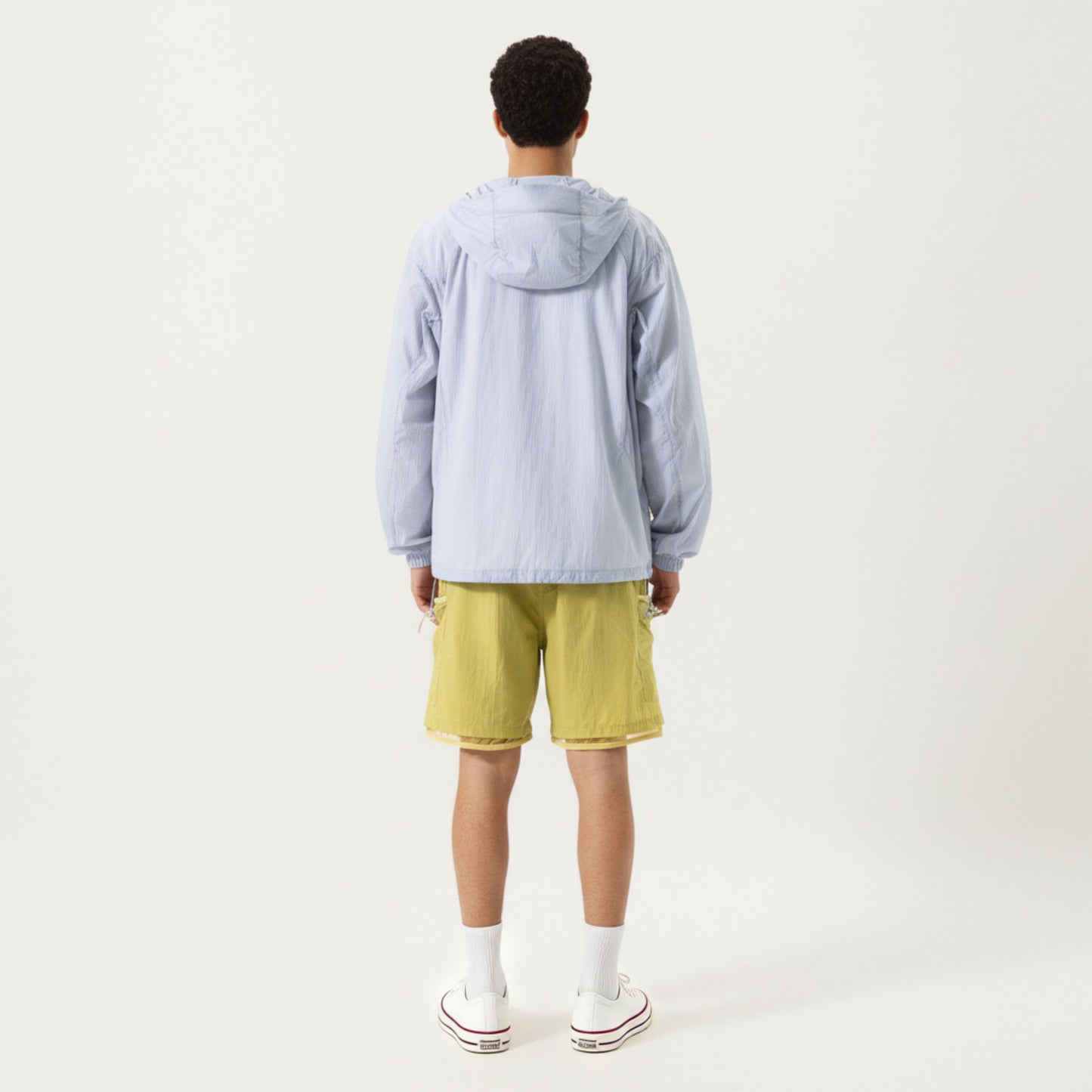Men's Lightweight Hooded Windbreaker Jacket with Full Zip Closure Elastic Cuffs and Relaxed Fit