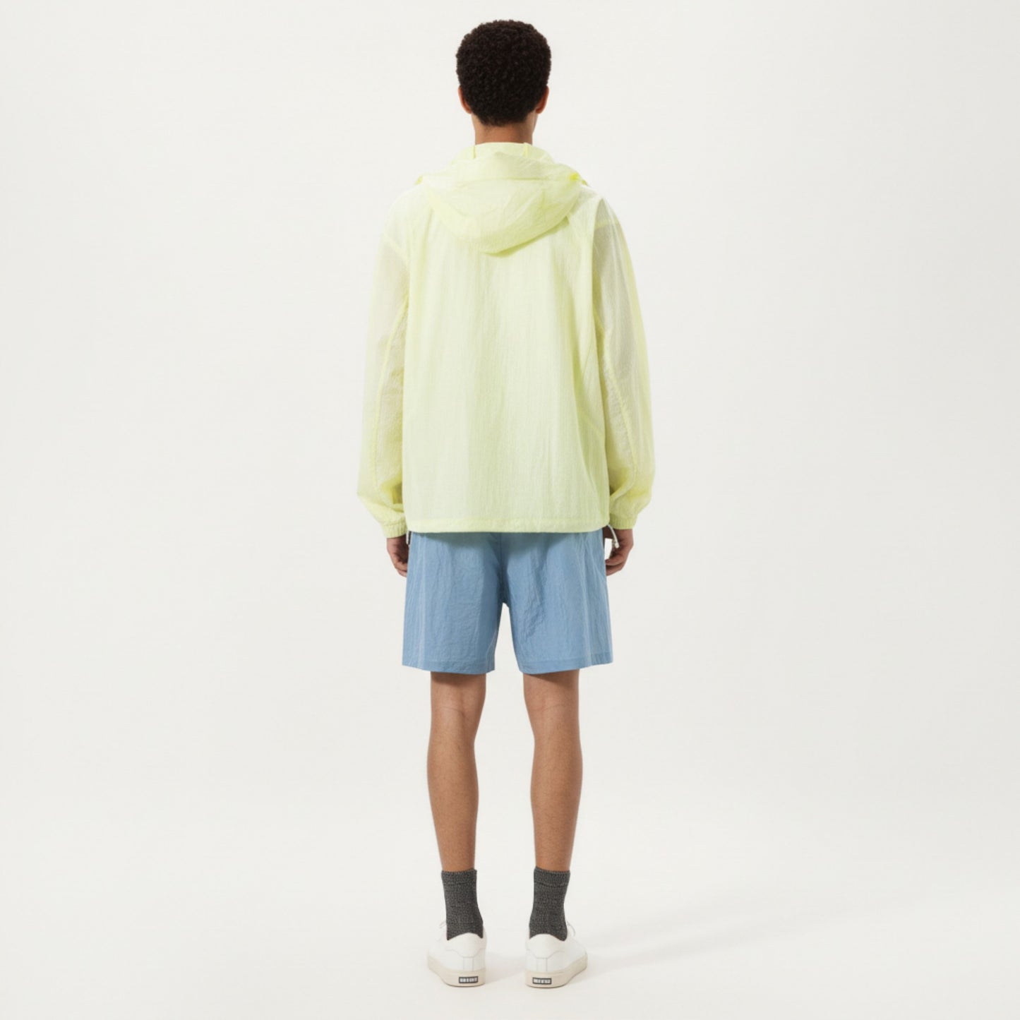 Men's Lightweight Hooded Windbreaker Jacket with Full Zip Closure Elastic Cuffs and Relaxed Fit