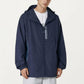 Men's Lightweight Windbreaker Jacket with Hood Full Zip Closure Panel Detail and Elastic Cuff Design