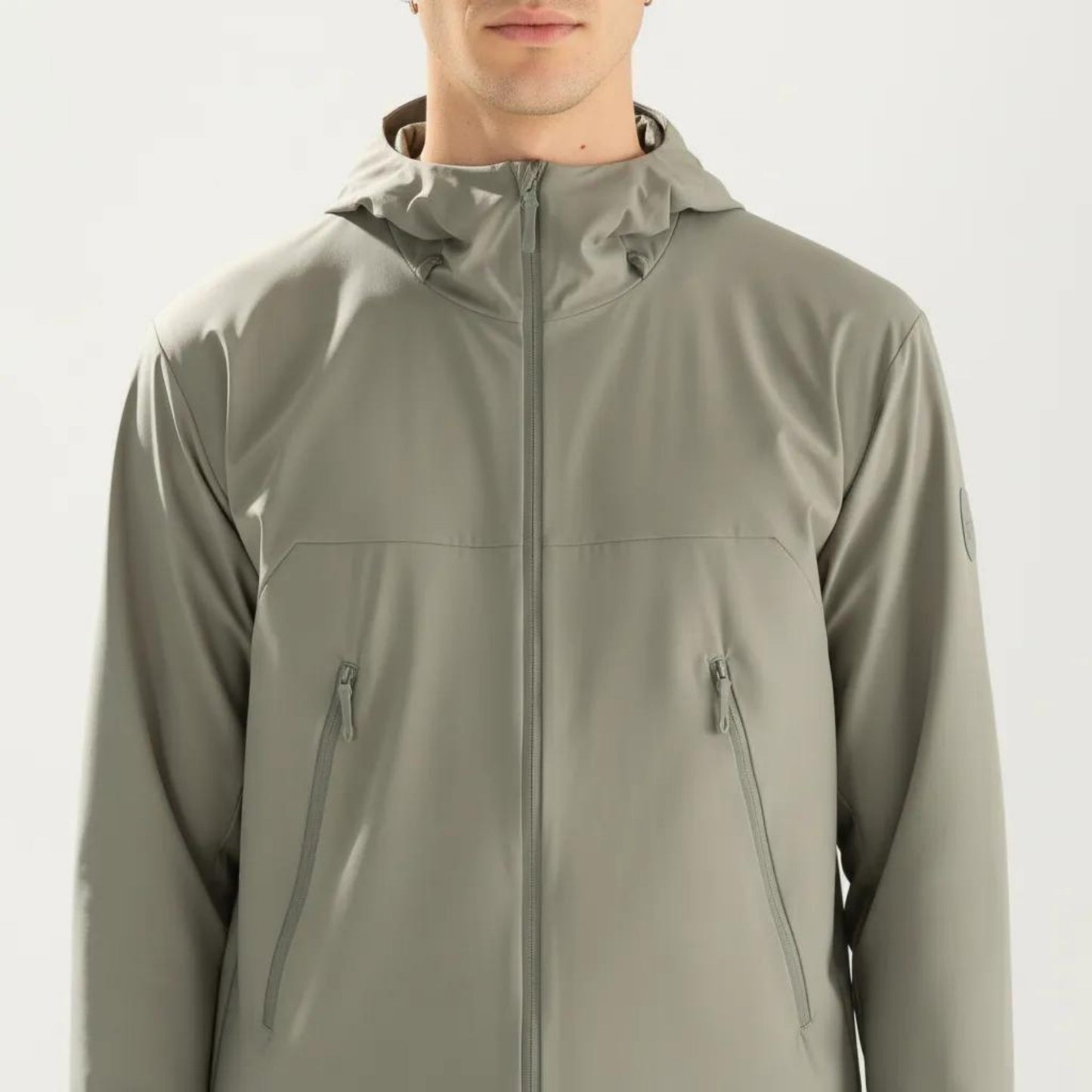 Men's Lightweight Windbreaker Jacket with Hood Full Zip Closure Zipper Pocket Detail and Relaxed Fit