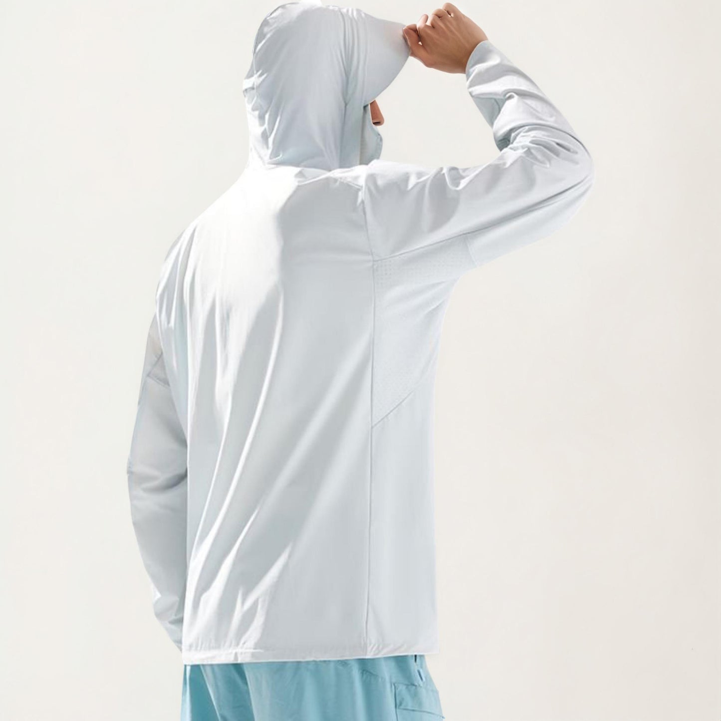 Men's Lightweight Windbreaker Jacket with Hood Full Zip Closure Zipper Pocket Detail and Relaxed Fit