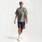 Men's Short Sleeve Athletic T-Shirt with Colorblock Panel Design Breathable Fabric and Relaxed Fit