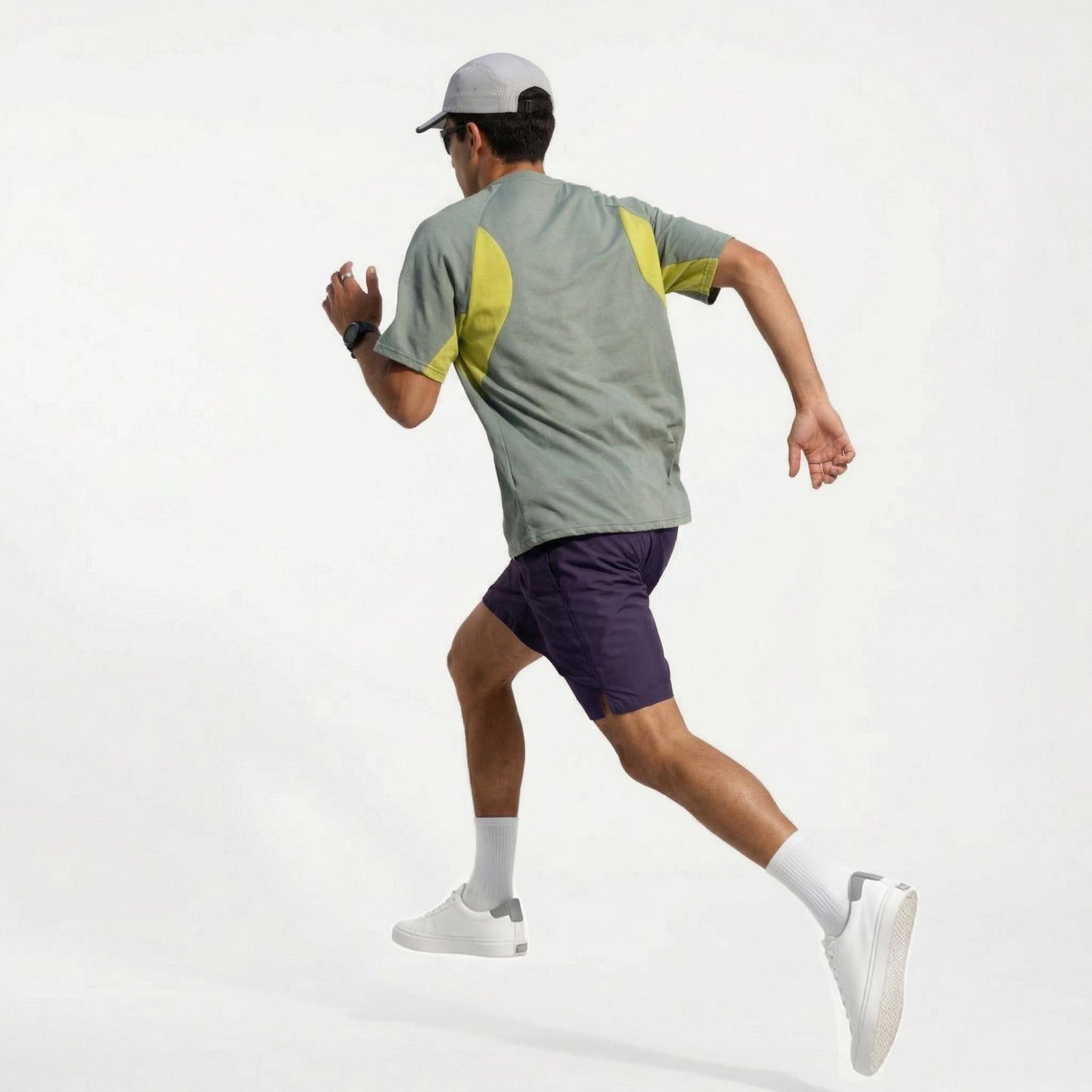 Men's Short Sleeve Athletic T-Shirt with Colorblock Panel Design Breathable Fabric and Relaxed Fit
