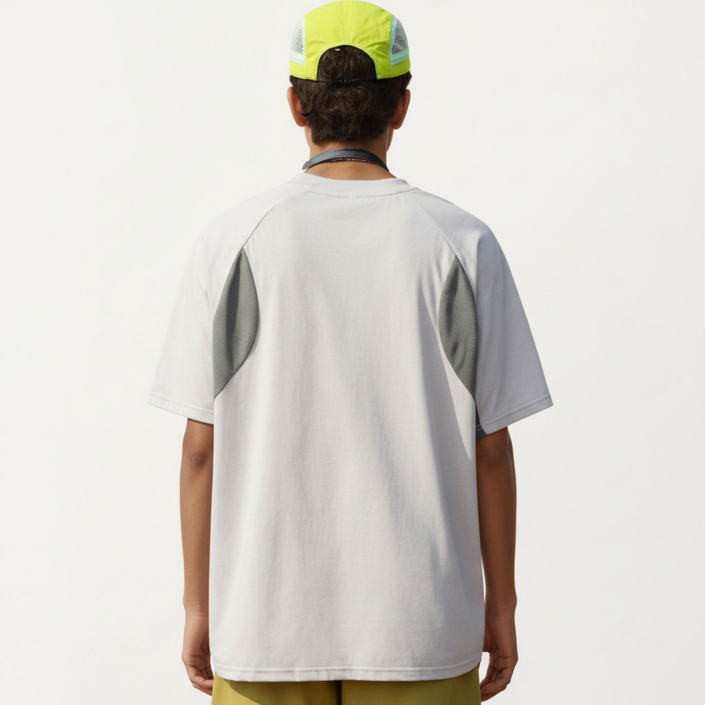 Men's Short Sleeve Athletic T-Shirt with Colorblock Panel Design Breathable Fabric and Relaxed Fit