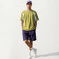 Men's Short Sleeve Athletic T-Shirt with Colorblock Panel Design Breathable Fabric and Relaxed Fit