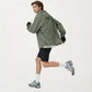 Men's Lightweight Windbreaker Jacket with Hood Full Zip Closure Drawstring Detail