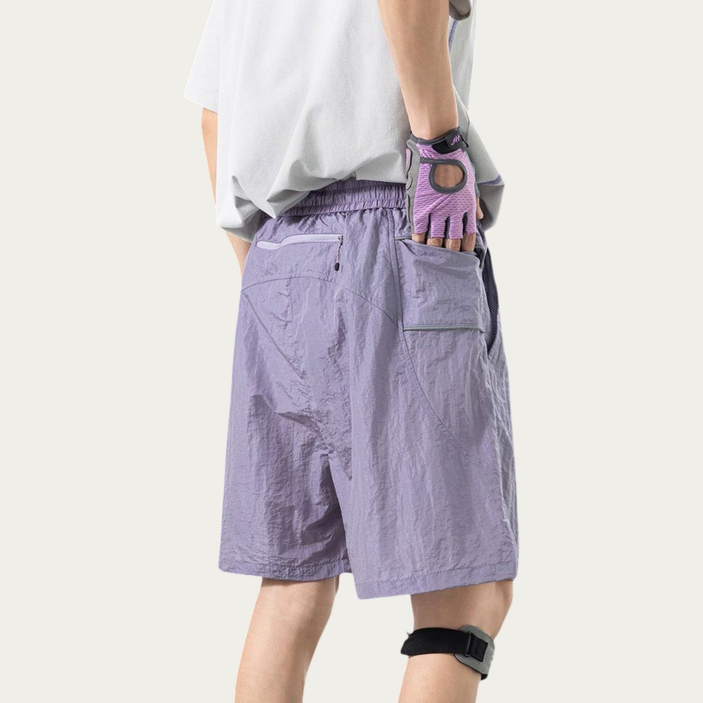 Men's Lightweight Athletic Shorts with Elastic Drawstring Waist Relaxed Fit Seam Detail Side Pocket