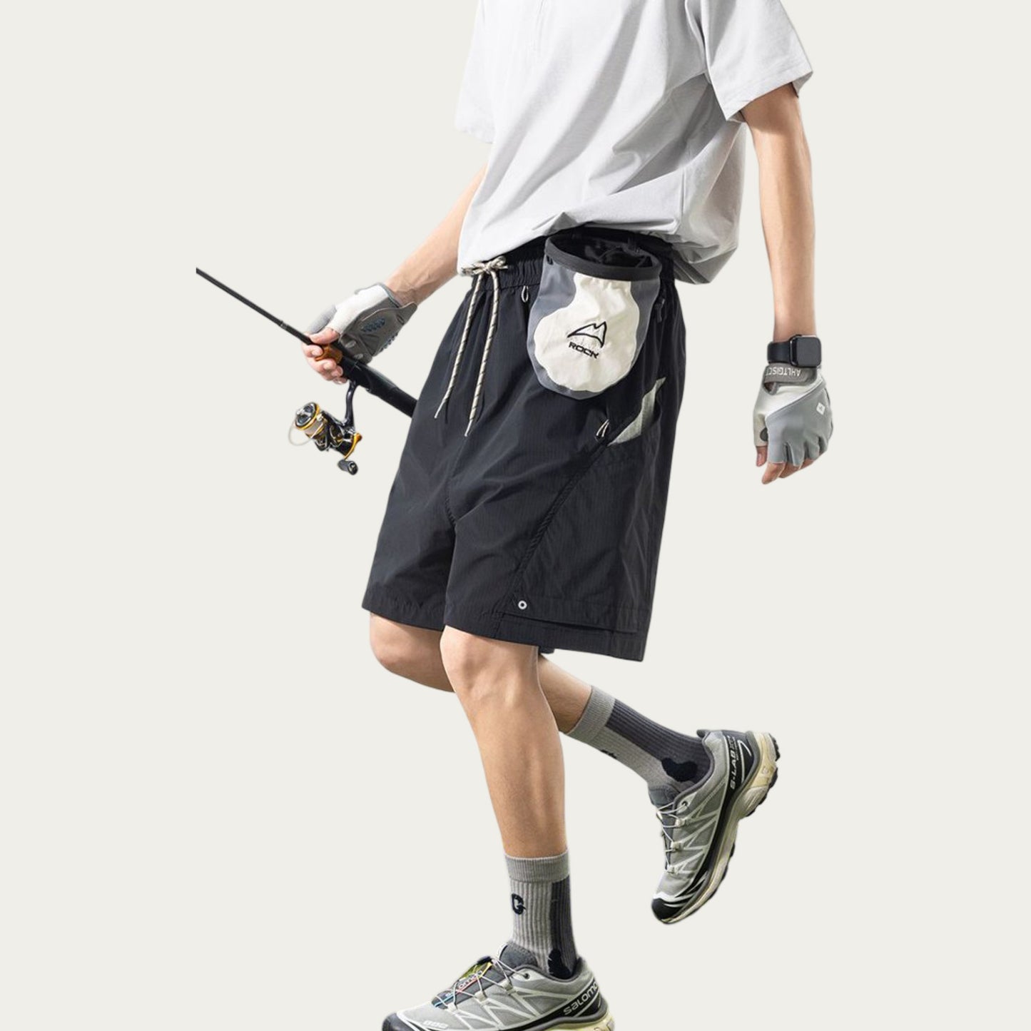 Men's Lightweight Athletic Shorts with Elastic Drawstring Waist Relaxed Fit Design and Side Pocket