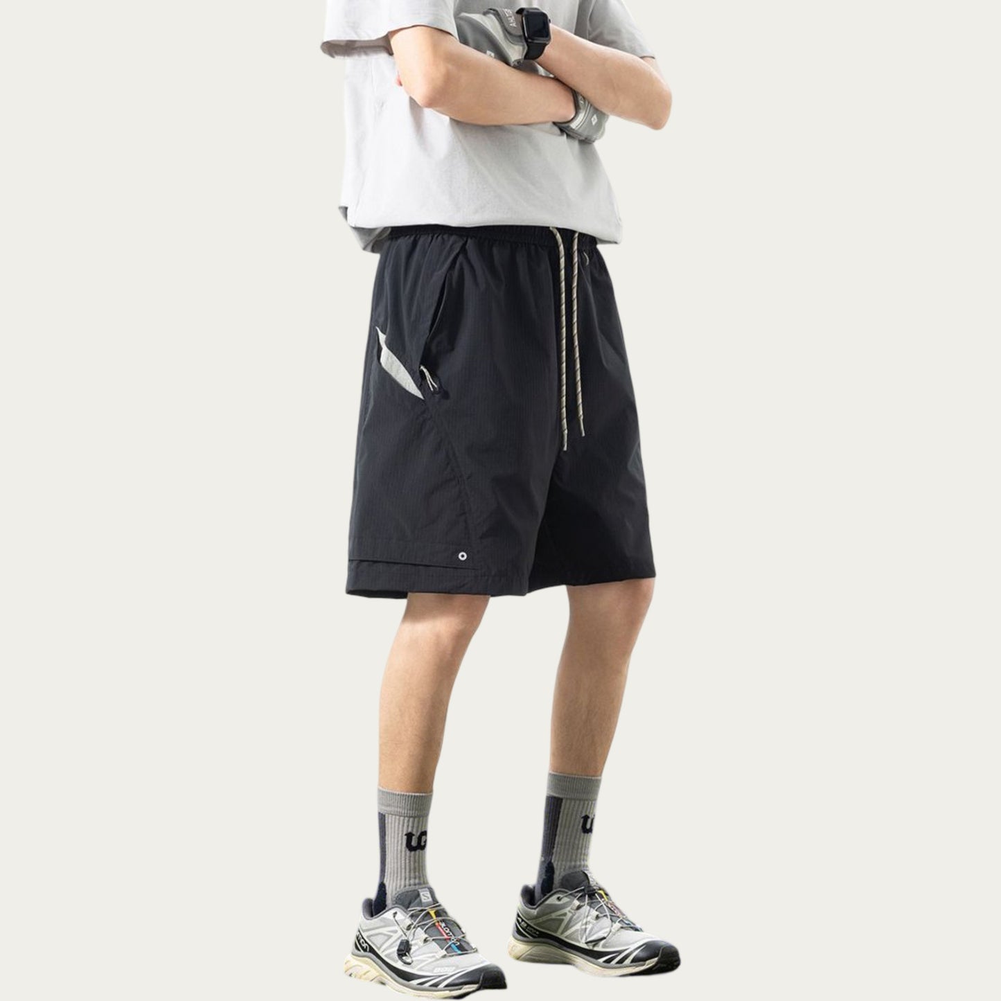 Men's Lightweight Athletic Shorts with Elastic Drawstring Waist Relaxed Fit Design and Side Pocket