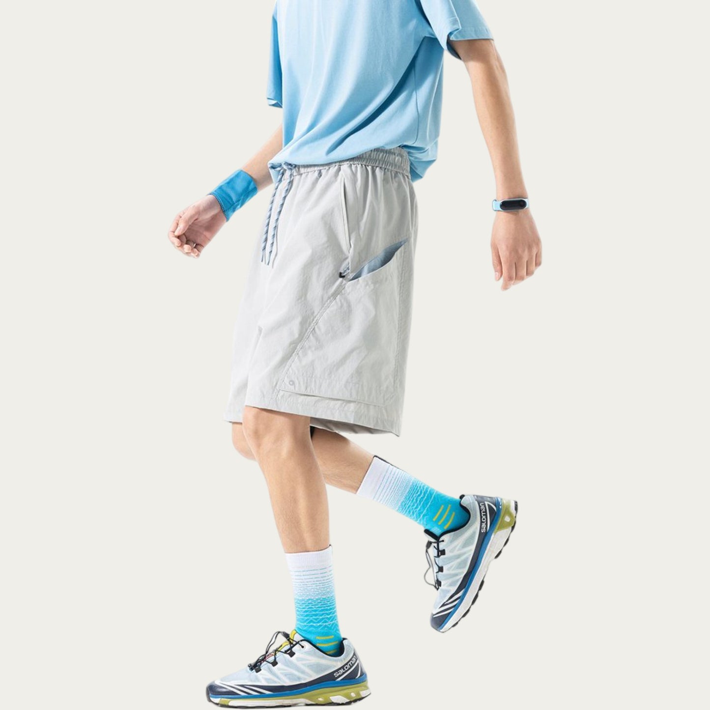 Men's Lightweight Athletic Shorts with Elastic Drawstring Waist Relaxed Fit Design and Side Pocket