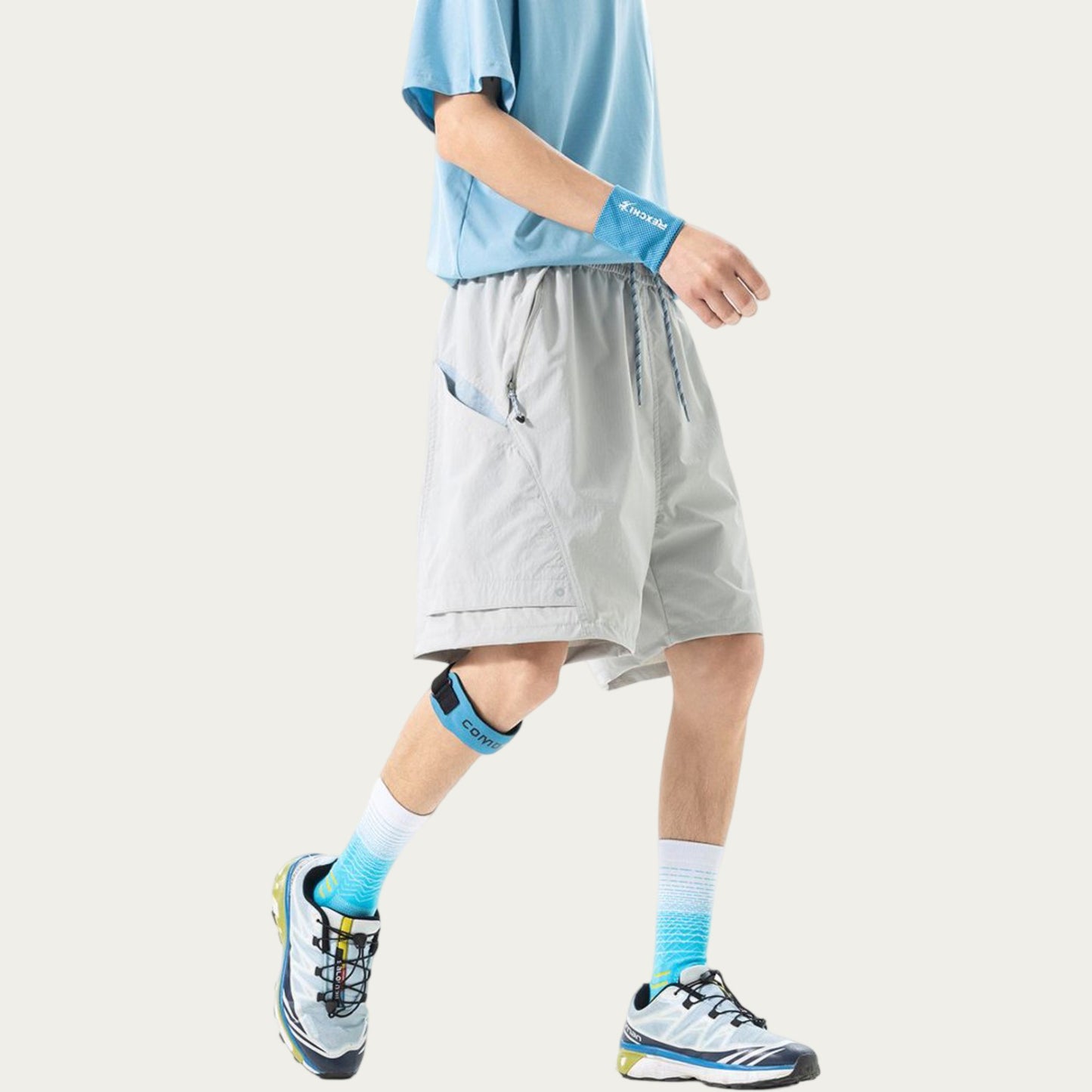Men's Lightweight Athletic Shorts with Elastic Drawstring Waist Relaxed Fit Design and Side Pocket