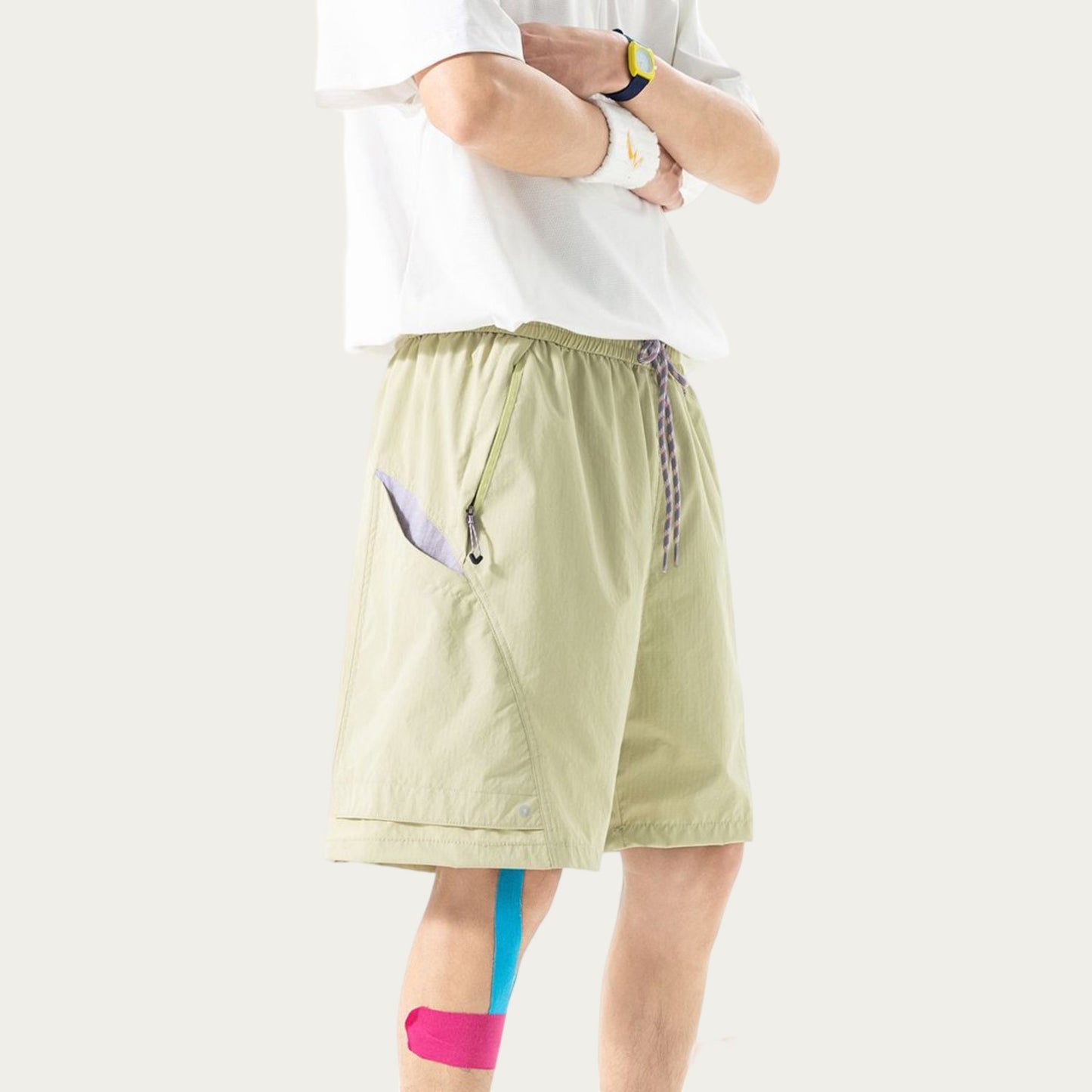 Men's Lightweight Athletic Shorts with Elastic Drawstring Waist Relaxed Fit Design and Side Pocket