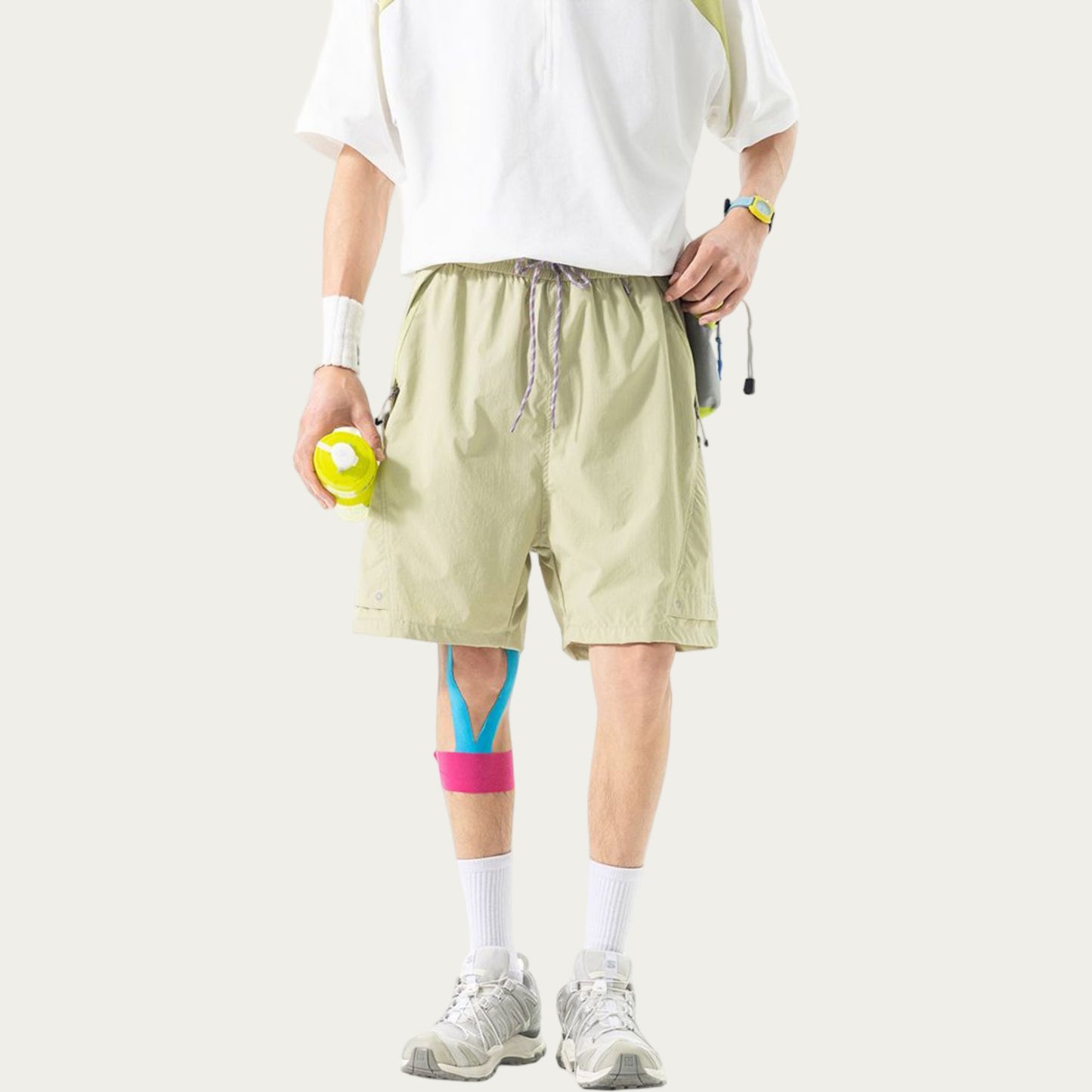 Men's Lightweight Athletic Shorts with Elastic Drawstring Waist Relaxed Fit Design and Side Pocket
