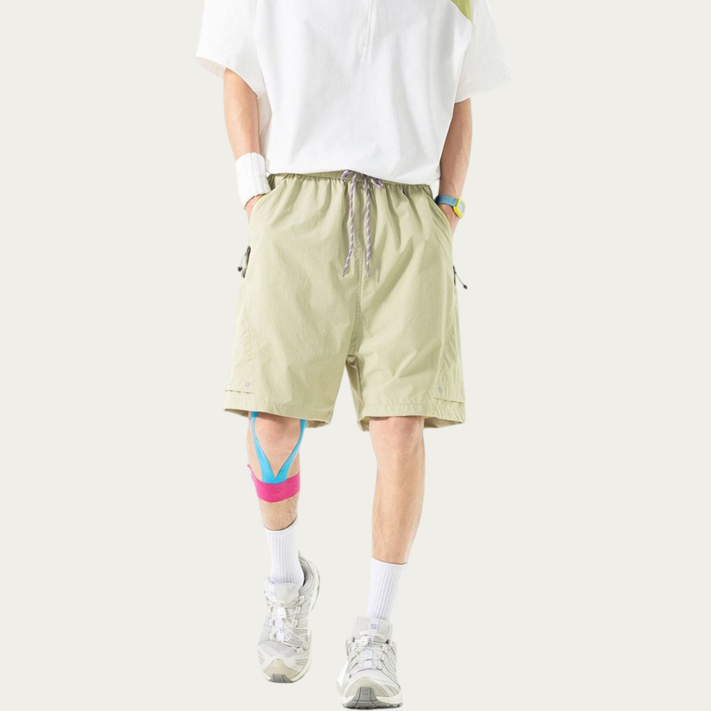 Men's Lightweight Athletic Shorts with Elastic Drawstring Waist Relaxed Fit Design and Side Pocket