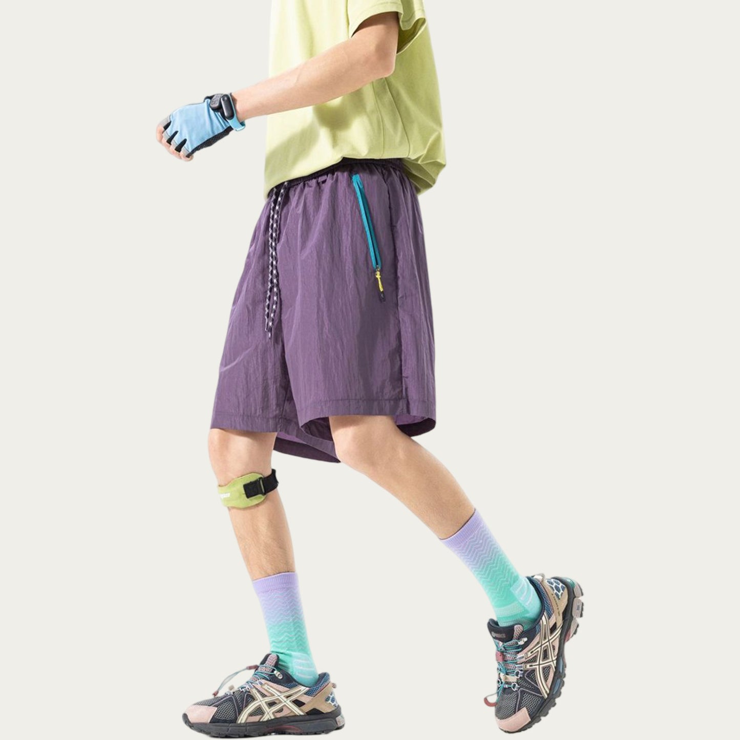 Men's Lightweight Athletic Shorts with Elastic Drawstring Waist Zipper Pocket Detail and Relaxed Fit