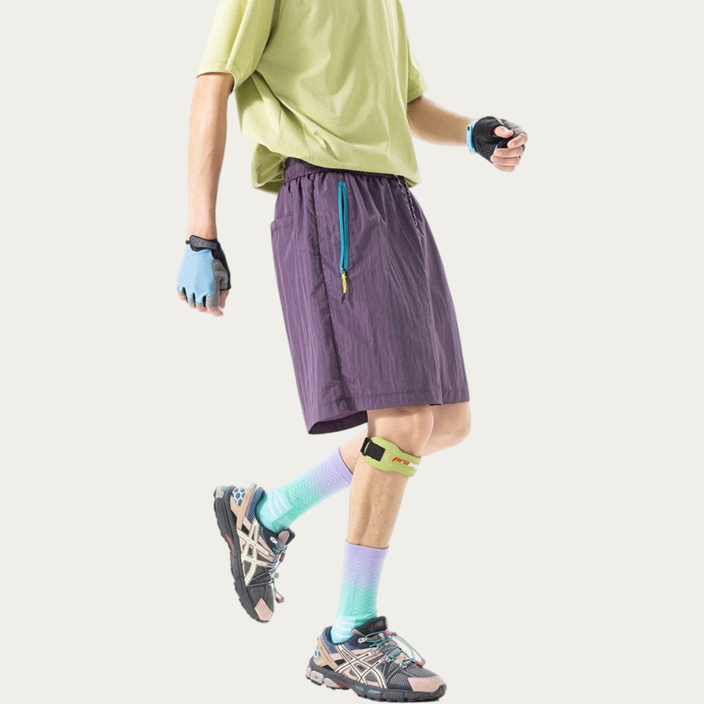 Men's Lightweight Athletic Shorts with Elastic Drawstring Waist Zipper Pocket Detail and Relaxed Fit