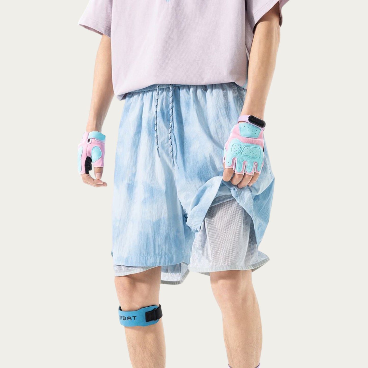 Men's Lightweight Athletic Shorts with Elastic Drawstring Waist Mesh Lining Detail and Relaxed Fit