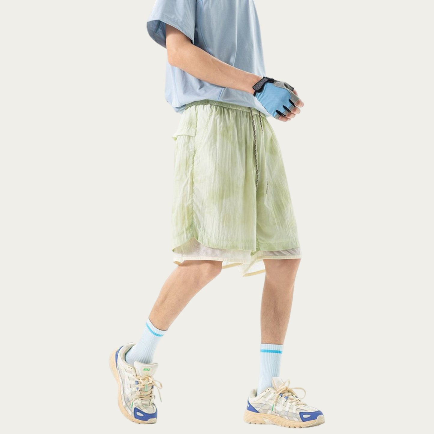 Men's Lightweight Athletic Shorts with Elastic Drawstring Waist Mesh Lining Detail and Relaxed Fit
