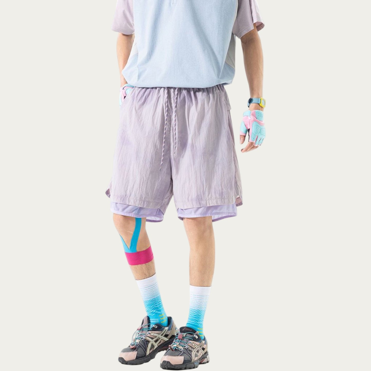 Men's Lightweight Athletic Shorts with Elastic Drawstring Waist Mesh Lining Detail and Relaxed Fit