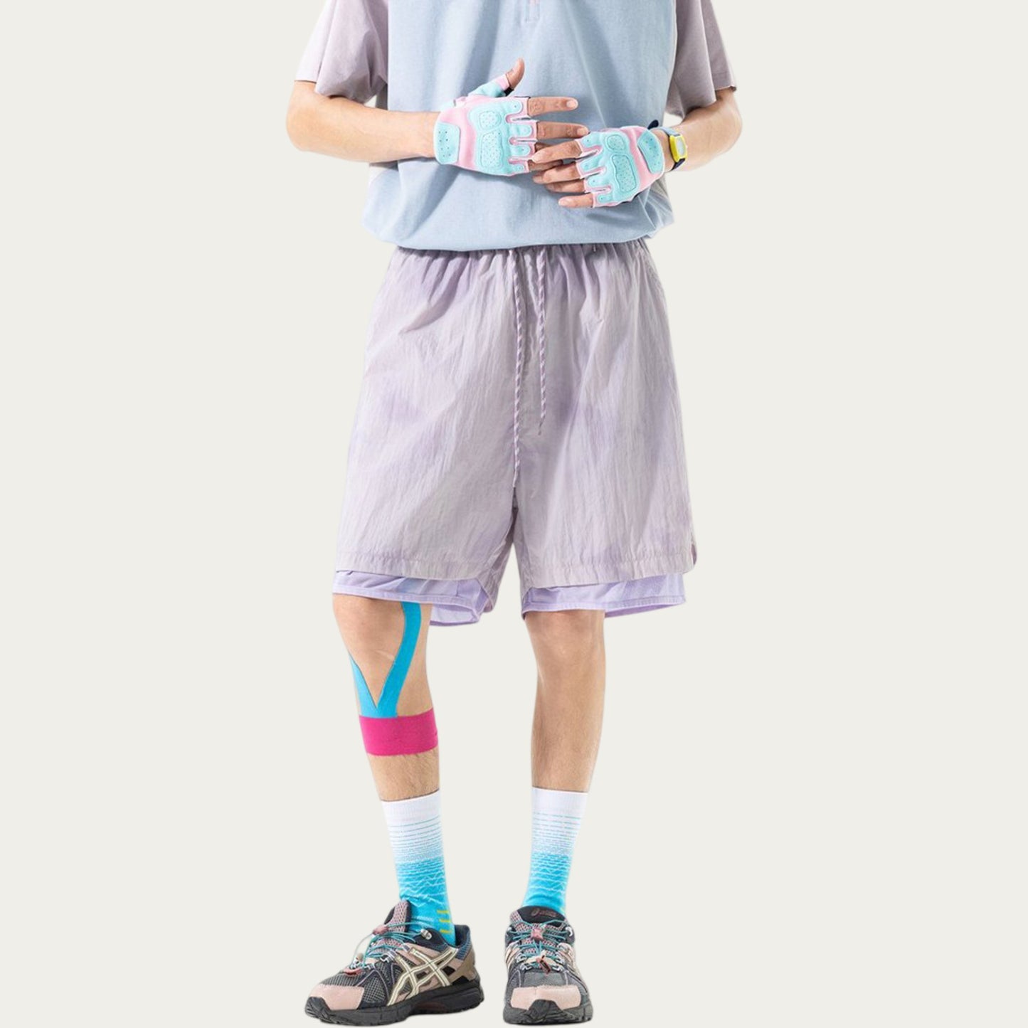 Men's Lightweight Athletic Shorts with Elastic Drawstring Waist Mesh Lining Detail and Relaxed Fit