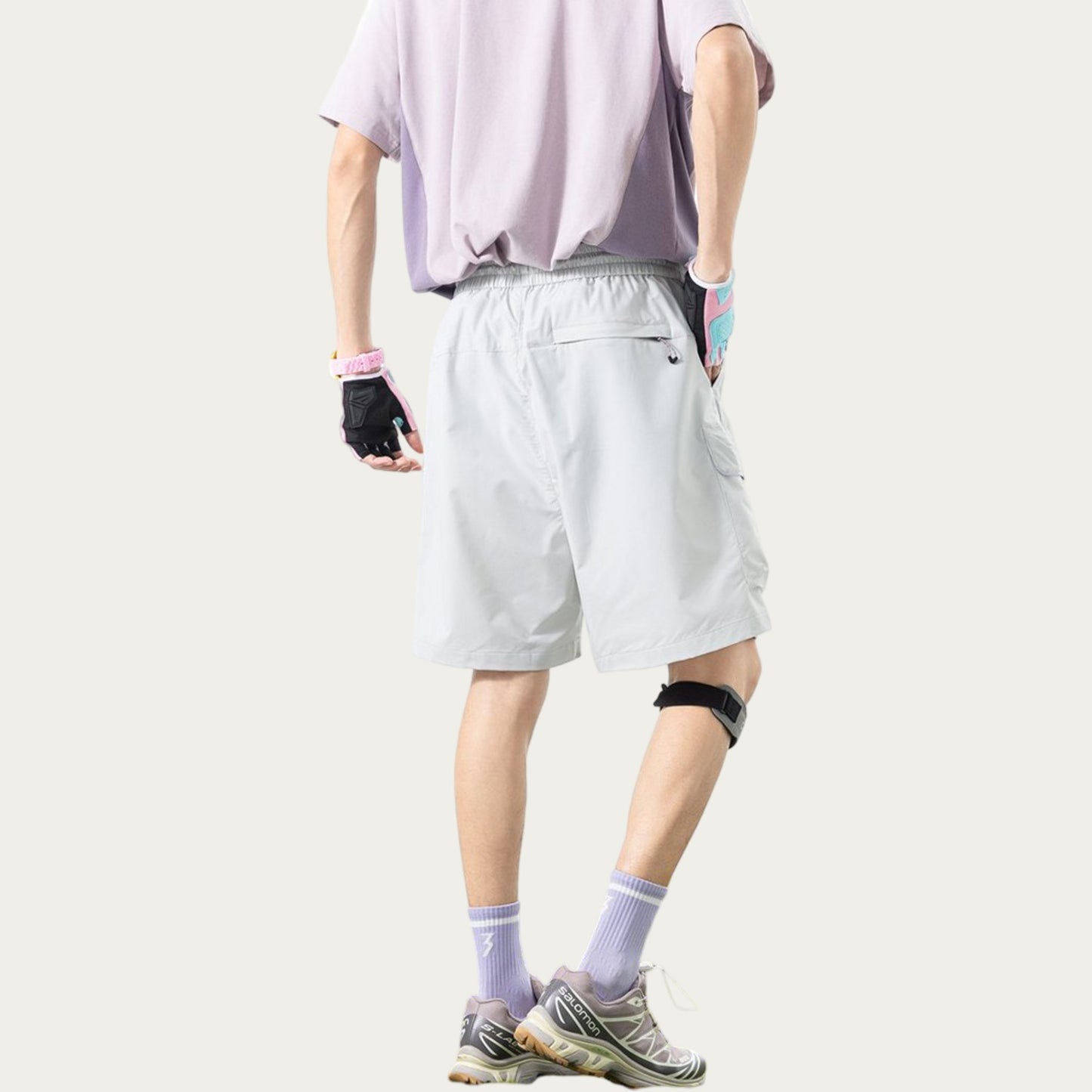 Men's Lightweight Cargo Athletic Shorts with Elastic Drawstring Waist Flap Pocket Design