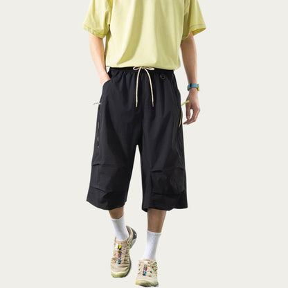 Men's Lightweight Cargo Athletic Shorts with Elastic Drawstring Waist Multi Pocket Design