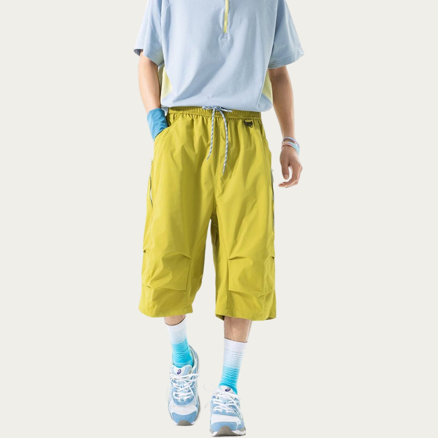 Men's Lightweight Cargo Athletic Shorts with Elastic Drawstring Waist Multi Pocket Design
