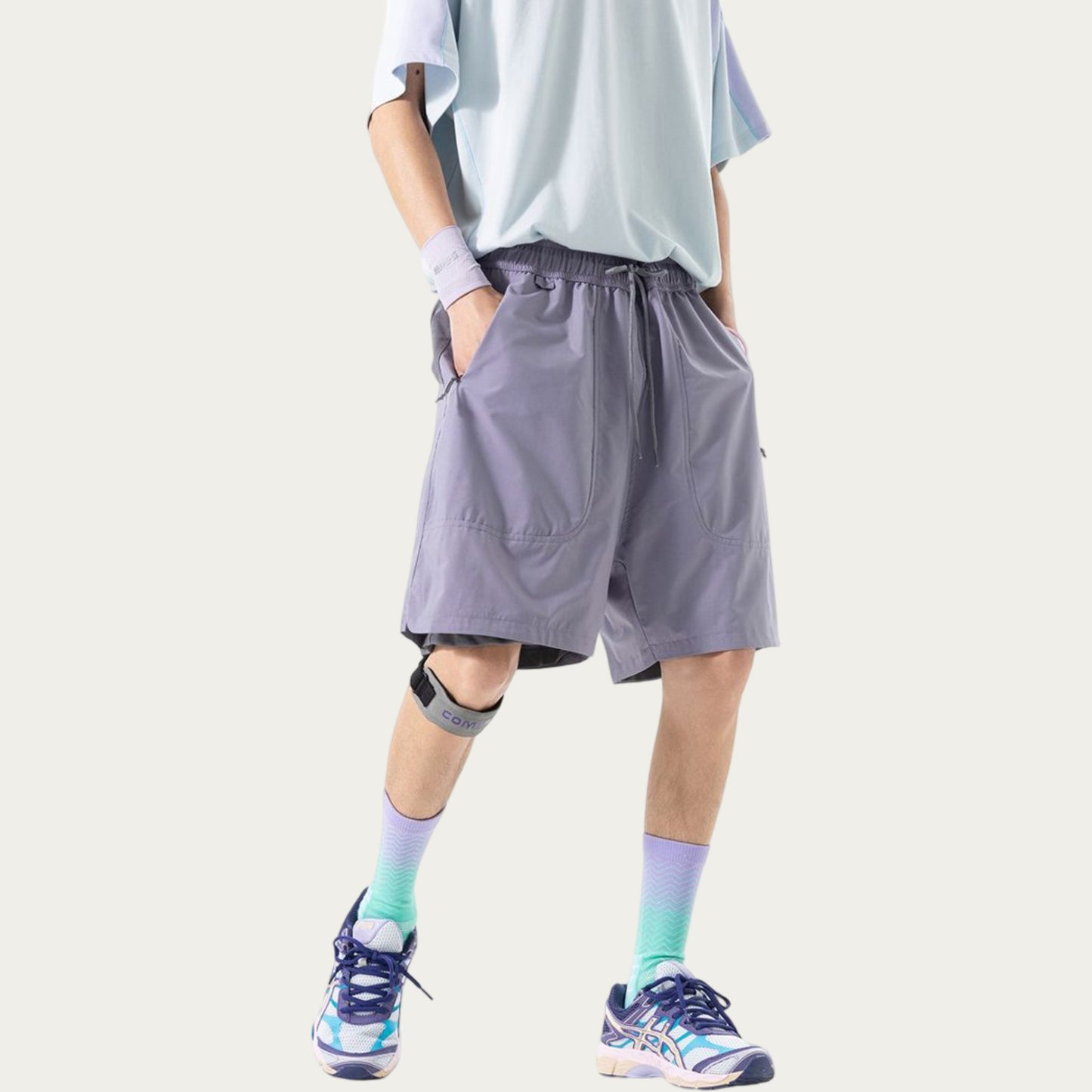 Men's Lightweight Athletic Shorts with Elastic Drawstring Waistband Relaxed Fit and Side Pocket