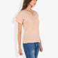 Women's Short Sleeve V-Neck Casual Blouse with Gathered Neckline