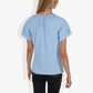 Women's Short Sleeve V-Neck Casual Blouse with Gathered Neckline