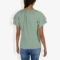 Women's Short Sleeve V-Neck Casual Blouse with Gathered Neckline